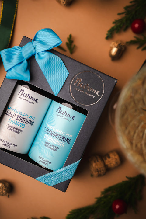 Triple Award-Winning Balneological Peat Hair Care Gift Set – Global Makeup Awards 2024 Natural Shampoo and Conditioner – Nurme UAE