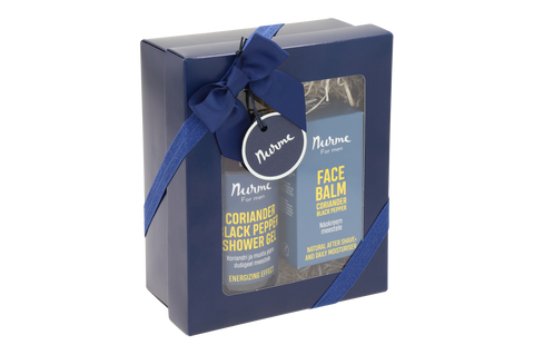 Award-Winning Men's Grooming Gift Set – Coriander and Black Pepper Natural Shower Gel and Face Balm – Nurme UAE