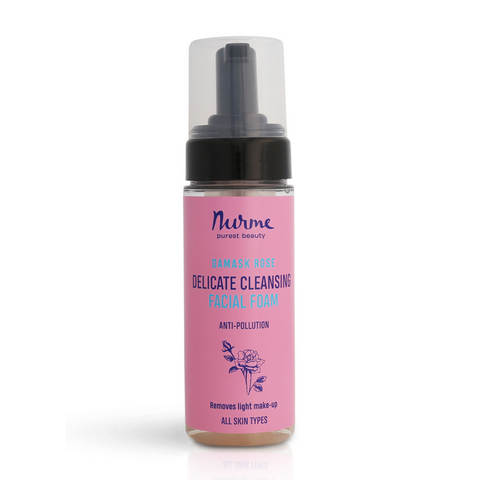 Facial Foam with Rose Hydrosol 150ml – Natural Damask Rose Gentle Face Wash for All Skin Types – Nurme UAE
