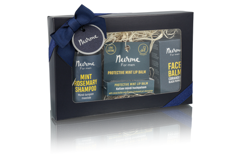 Complete Natural Men's Grooming Gift Set – Free From Skincare Award Finalist Face Balm Shampoo and Lip Care – Nurme UAE