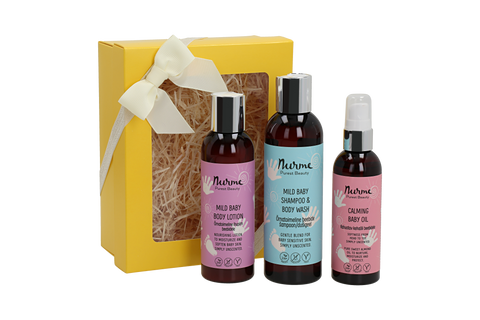 Award-Winning ECOCERT Certified Organic Baby Gift Set – Gentle Baby Wash Lotion and Sweet Almond Oil – Nurme UAE