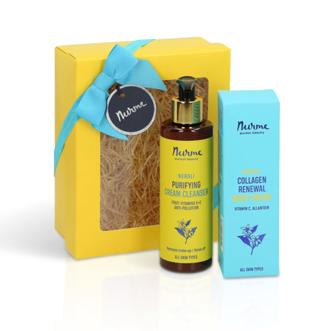 Natural Anti-Ageing Night Renewal Gift Set – Neroli Passion Fruit and Hyaluronic Acid Skincare Duo – Nurme UAE