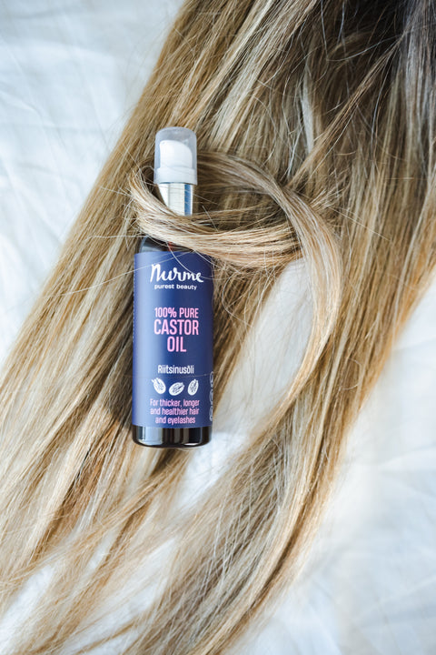 Natural Pure Castor Oil for Faster Hair Growth and Thicker Eyelashes – Cold-Pressed Versatile Multi-Use Beauty Oil – Nurme UAE