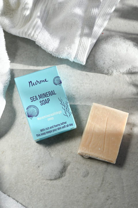 Handcrafted Natural Sea Salt and Pink Clay Bar Soap – Cold Process Mineral Soap for Sensitive Skin – Nurme UAE