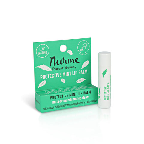 Protective Mint Lip Balm 4.5g – Natural Cooling Mint Beeswax and Cocoa Butter Lip Balm – Nurme UAE