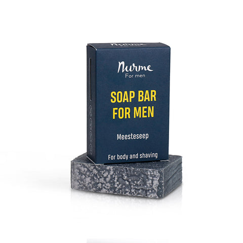 Soap Bar for Men 100g – Natural 3-in-1 Cold Process Bar Soap for Body Face and Shaving with Activated Charcoal – Nurme UAE