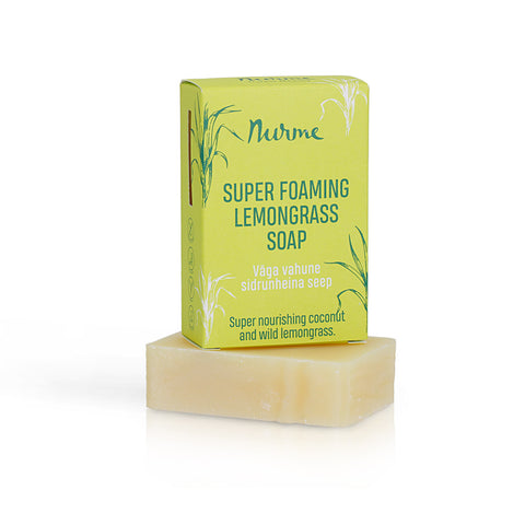 Super Foaming Lemongrass Cold Process Soap 100g – Natural Handcrafted Coconut Oil Bar Soap for Oily Skin – Nurme UAE